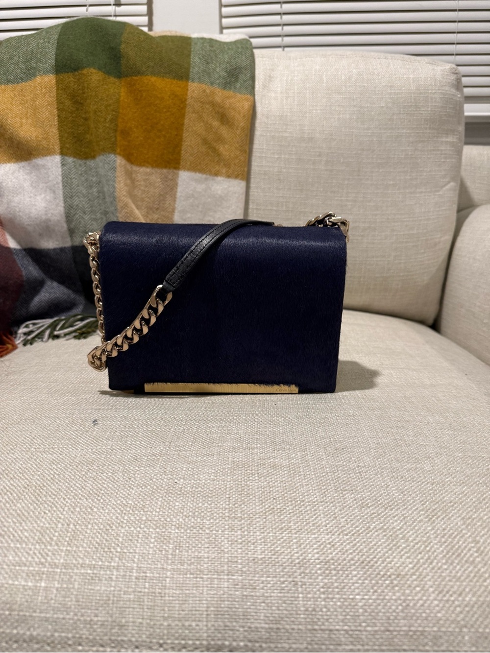 Calvin Klein Collection 2014 Navy Chain-Handle Crossbody Bag